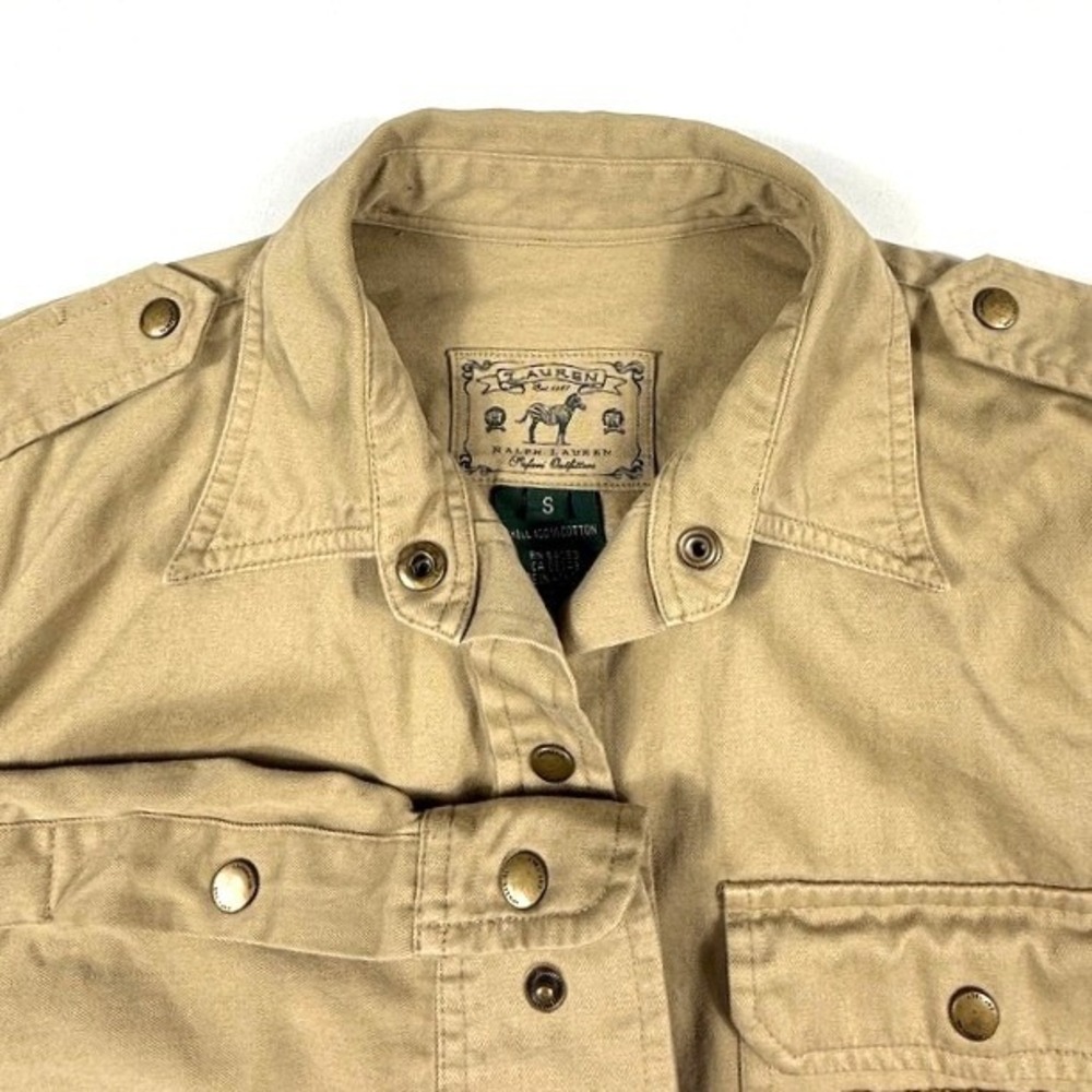 Lauren Ralph Lauren Safari Outfitters Khaki Cotton Utility Shirt Womens Small - Picture 2 of 7